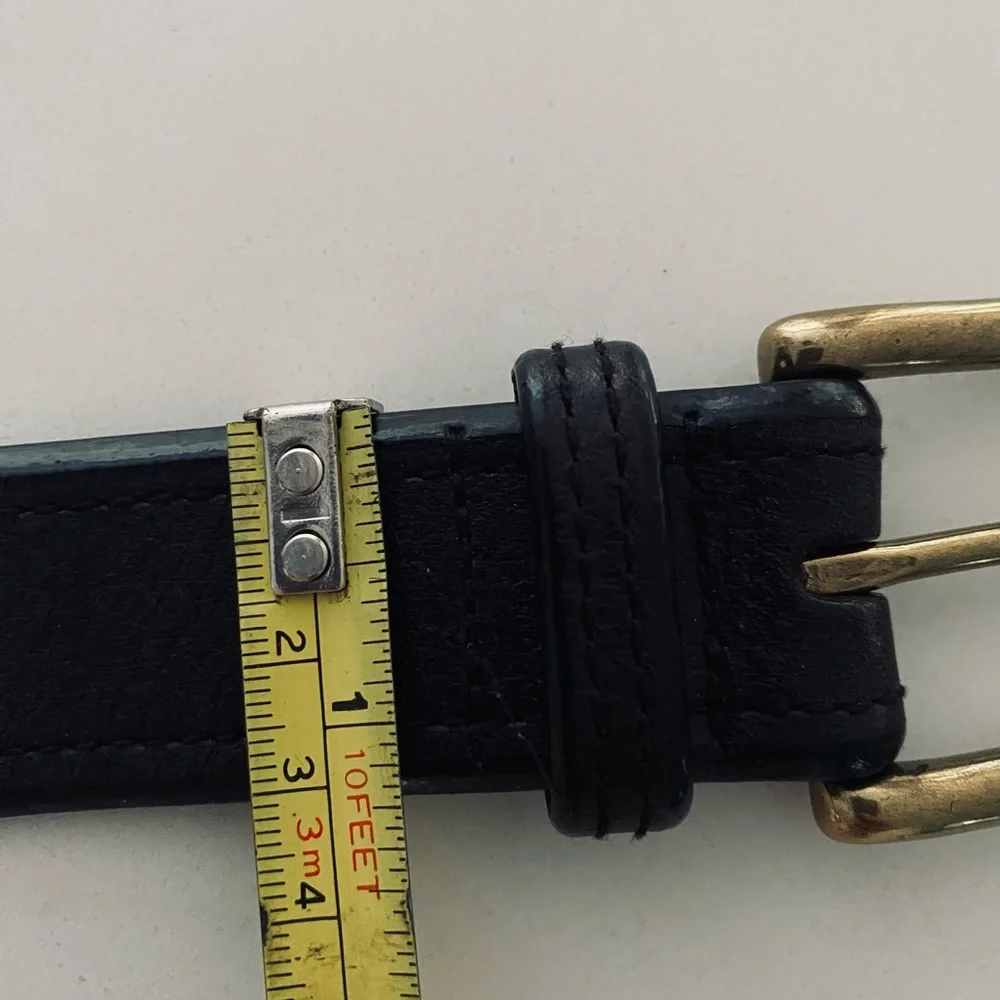 Polo Ralph Lauren Men's Black Leather Belt with Gold Buckle quite luxury